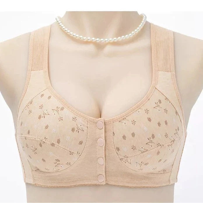 Front Open Cooling Cotton Bra for Anti-Sagging Support & Posture Correction