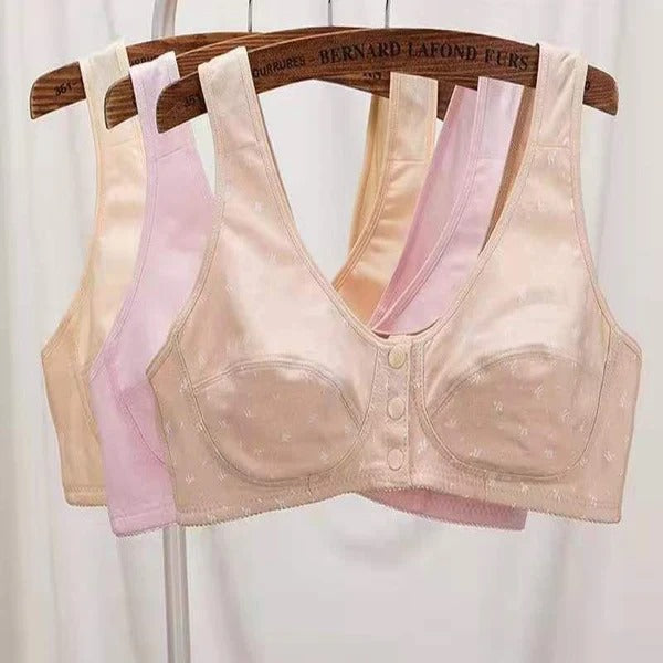 Front Open Cooling Cotton Bra for Anti-Sagging Support & Posture Correction