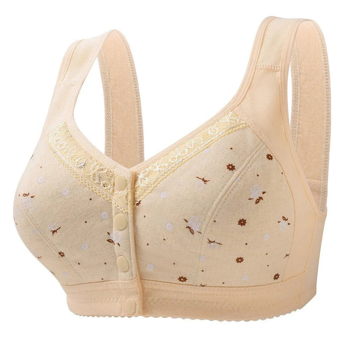 Front Open Cooling Cotton Bra for Anti-Sagging Support & Posture Correction