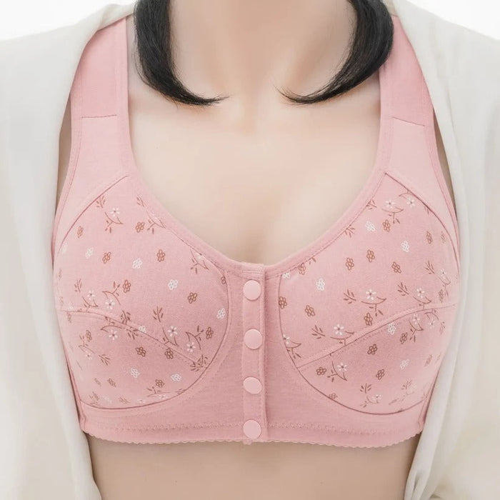 Front Open Cooling Cotton Bra for Anti-Sagging Support & Posture Correction